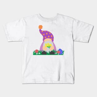 Easter Gnome Polka Dot Hat in a Garden Kids T-Shirt